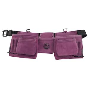 11-Pocket Suede Leather Work Apron in Purple