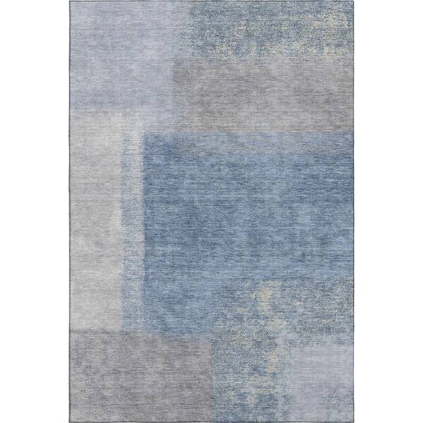 Mayfield Premium Machine Washable Abstract AMF2341 Denim 10 ft. x 14 ft. Area Rug