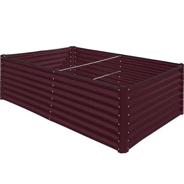 Best Choice Products 8 ft. x 4 ft. x 2 ft. Burgundy Outdoor Steel Raised Garden Bed, Planter Box for Vegetables, Flowers, Herbs