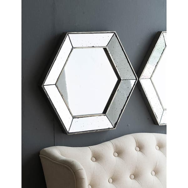 Blisstyle Silver 21 in. W x 18 in. H Art Deco Octagon MDF