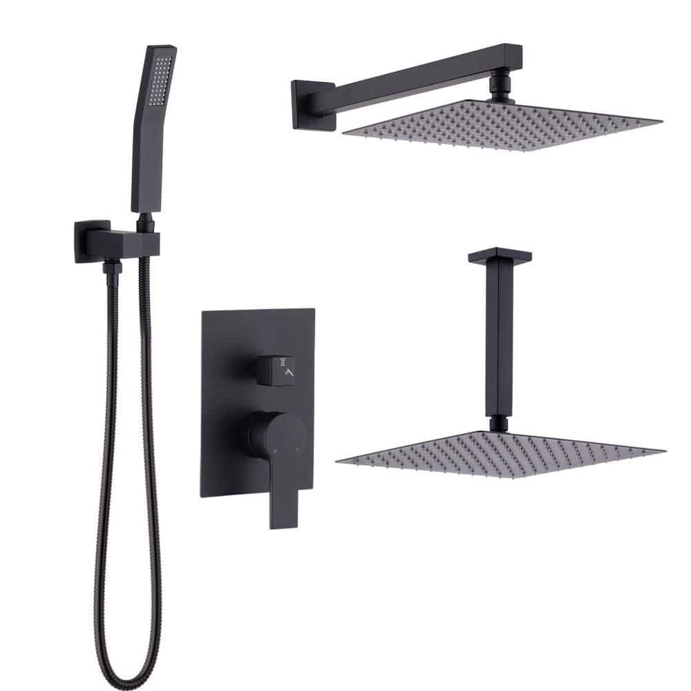 10 Inch Single Handle 1-Spray Wall/Ceiling Mounted Shower Faucet 1.8 GPM with Ceramic Disc Valves in Matte Black price history on PriceWatchPro