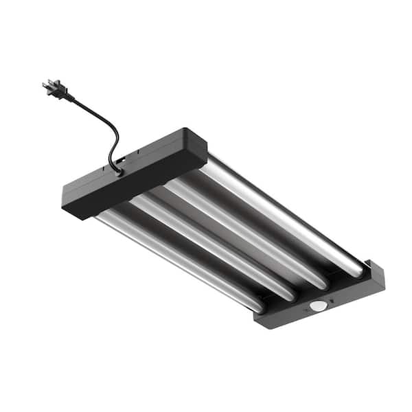 Commercial Electric 2 ft. 55 Watt Equivalent Integrated LED Black/Gray 4-Light Motion Control Garage Light, Bright White