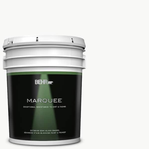 BEHR MARQUEE 5 gal. Ultra Pure White Semi-Gloss Enamel Exterior Paint & Primer