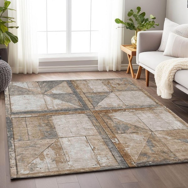 Chantille Machine Washable Indoor/Outdoor Abstract ACN1875 Copper 9 ft. x 12 ft. Accent Rug