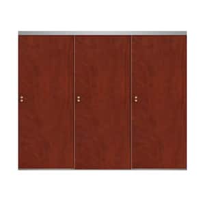 108 in. x 80 in. Smooth Flush Cherry Solid Core MDF Interior Closet Sliding Door with Chrome Trim