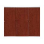96 in. x 80 in. Smooth Flush Cherry Solid Core MDF Interior Closet Sliding Door with Chrome Trim