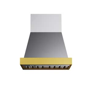 30 in. 600 CFM Wall Mounted Range Hood in Stainless Steel with Gold Accents