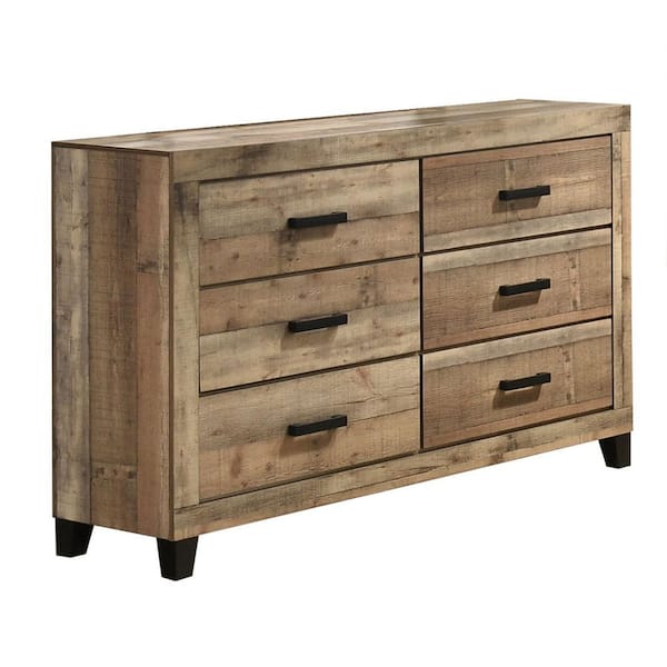 weathered brown dresser Roundhill Furniture Pavita Weathered Brown Dresser - Bed Bath & Beyond