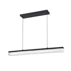 BLACK ICE 1-Light Black Tubed Integrated LED Pendant Light with Clear Glass Shade