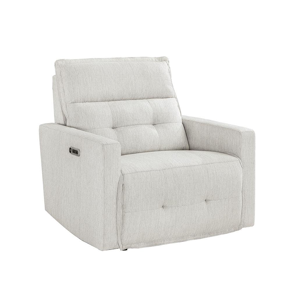Loveland White Textured Fabric Power Recliner With Power Headrest