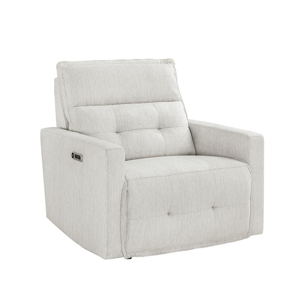 Lazzara Loveland White Textured Fabric Power Recliner With Power Headrest