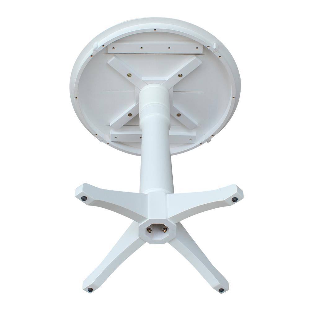 White Solid Wood Round Counter Height Table with 2 X-Back Stools