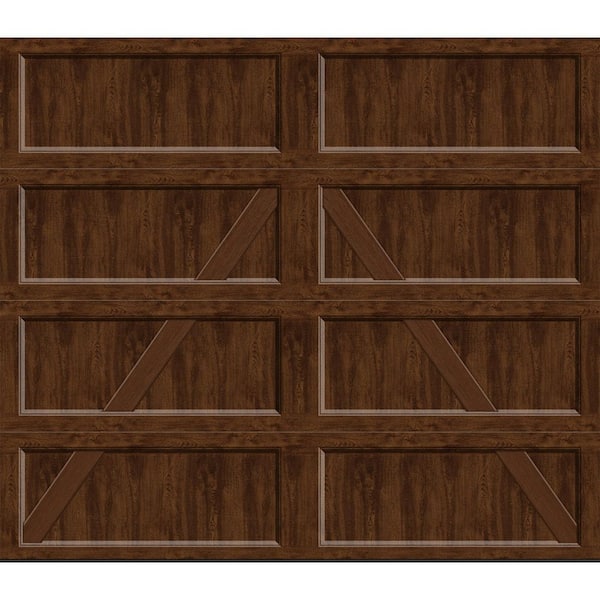 Bridgeport Steel Design A 8 ft. x 7 ft. Non-Insulated Wood-Look Walnut Finish Garage Door without Windows