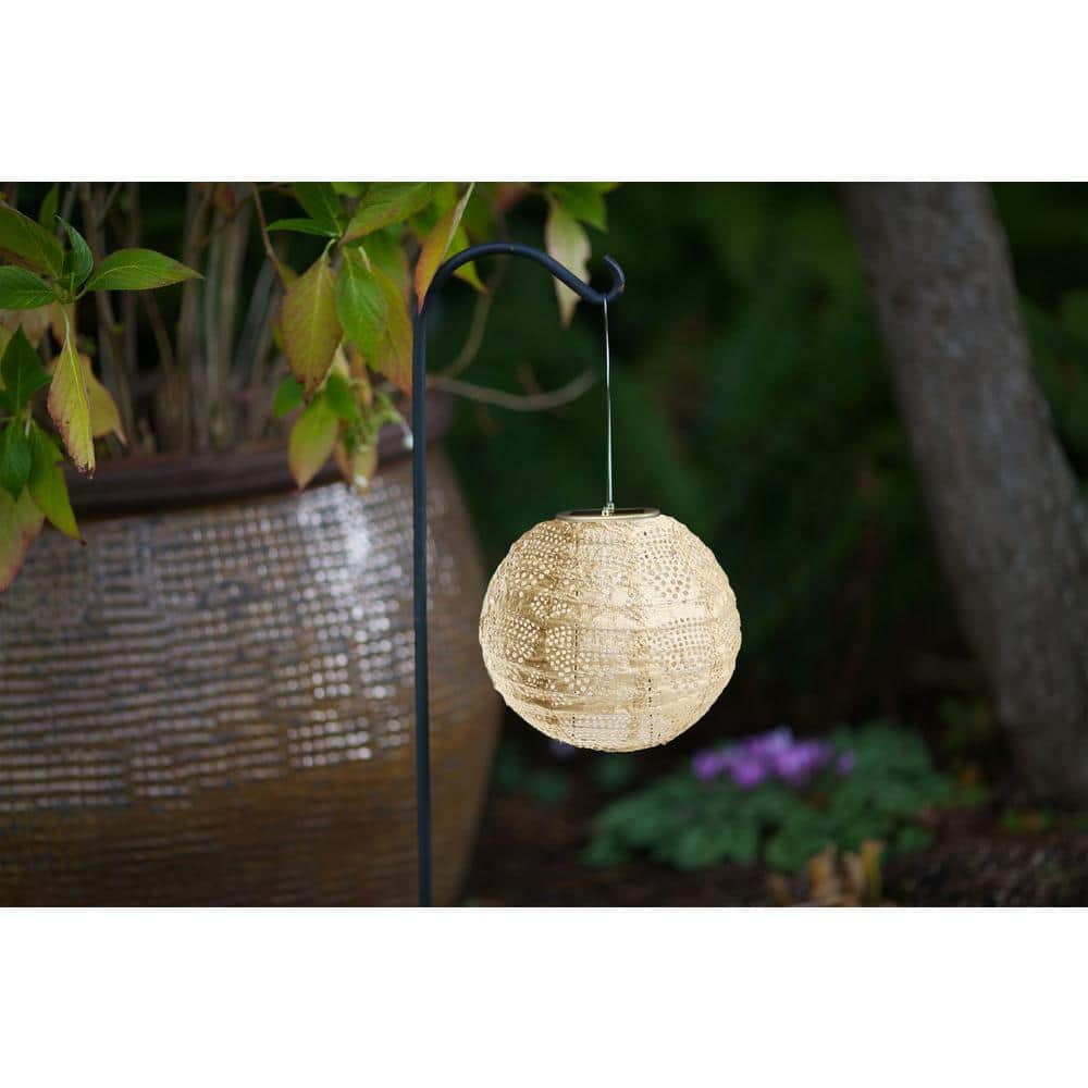 Luminous Pearl Wave 14.5" Tyvek Solar Hanging Lantern