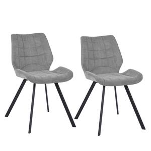 Safari Grey Fabric Upholstered Dining Chairs (Set of 2)