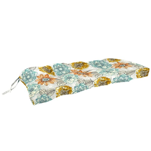 Jordan Manufacturing 43 in. L x 19 in. W x 3 in. T Tufted Outdoor Wicker Bench Cushion in Bridget Carmel