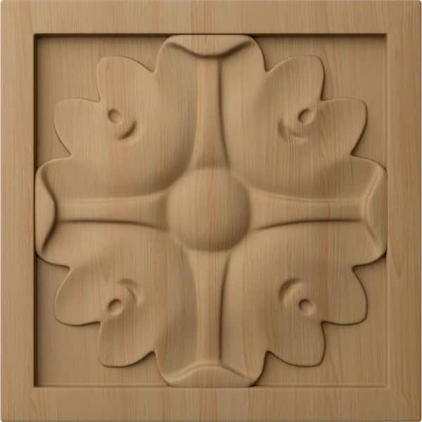 Ekena Millwork 5-1/8 in. x 7/8 in. x 5-1/8 in. Unfinished Wood Alder Large Edinburgh Rosette