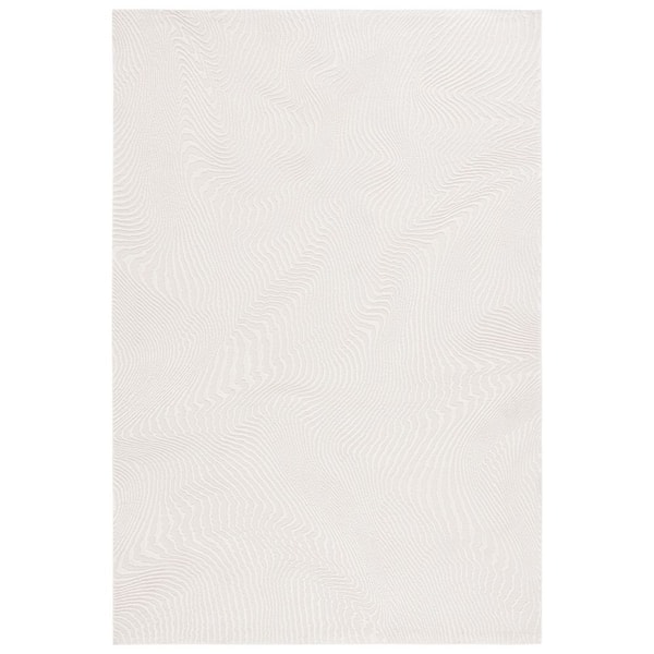 Revive 9 ft. x 12 ft. Ivory Solid Abstract Wavy Area Rug