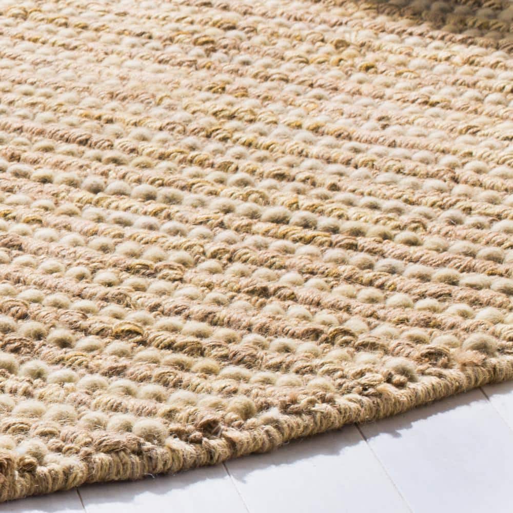 Beige and Multicolor Round Hand-Knotted Wool Area Rug