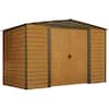 Arrow Woodridge 10 ft. W x 6 ft. D Wood-grain Galvanized Metal Storage ...