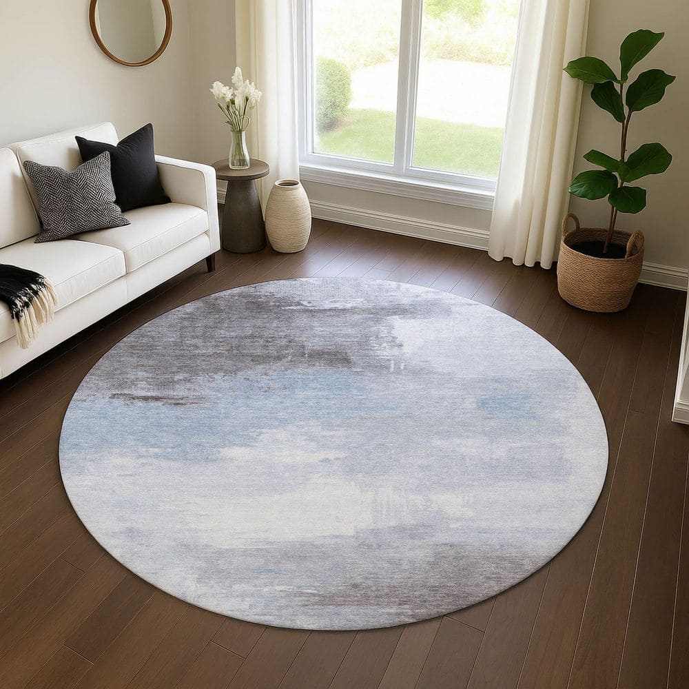 Mayfield Premium Machine Washable Abstract AMF1672 Sky 8 ft. x 8 ft. Round Rug price history on PriceWatchPro