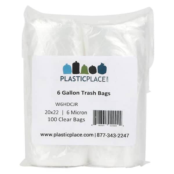 Plasticplace 6 Gallon Trash Bags, 100 Count, Clear 