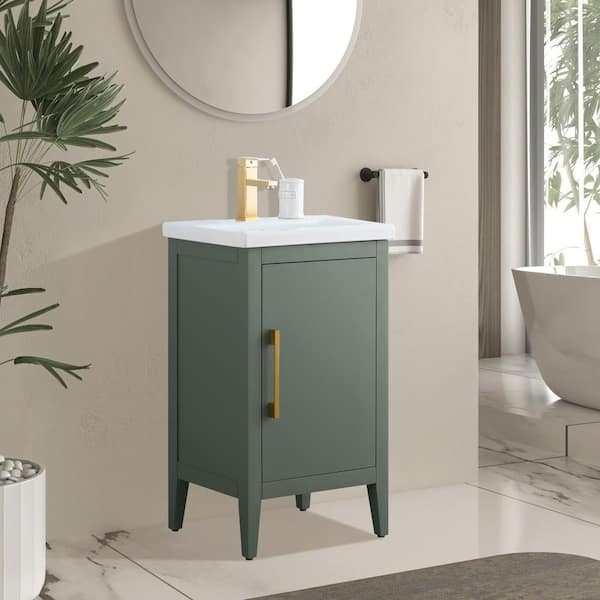 20 in. W x 15.8 in D x 34 in. H Single Sink Bathroom Vanity Cabinet in Vintage Green with Ceramic Top