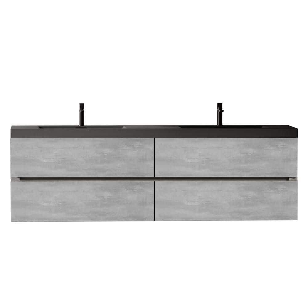 72 in. Double Sink Floating Gray Bath Vanity with Black Quartz Sand Sink Top price history on PriceWatchPro