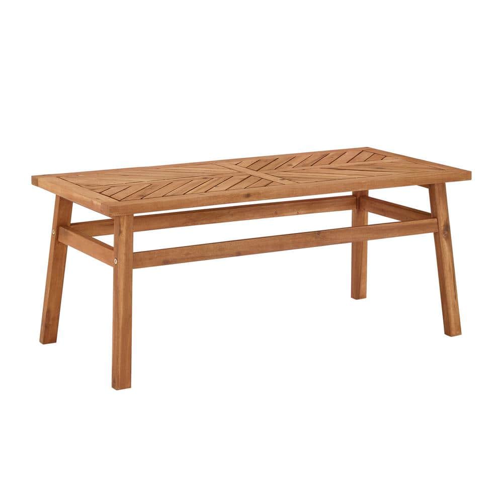 Brown Acacia Wood Chevron Outdoor Patio Coffee Table