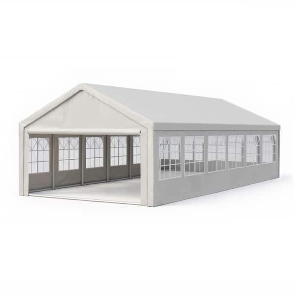 20 ft. x 40 ft. White Outdoor Party Tent with 4 Storage Bags & Removable Sidewalls