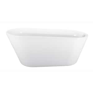 69 in. L x 30 in. W Acrylic Freestanding Soaking Bathtub in White with Drain and Overflow