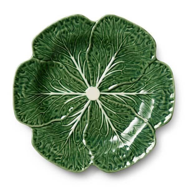 Le Jardin 13 in. Round Green Stoneware 3-D Cabbage Platter