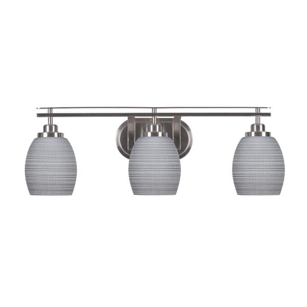 Unbranded Monroe 26.75 in. 3-Light Brushed Nickel Vanity Light 5 in. Gray Matrix Glass Shade No Bulbs Included
