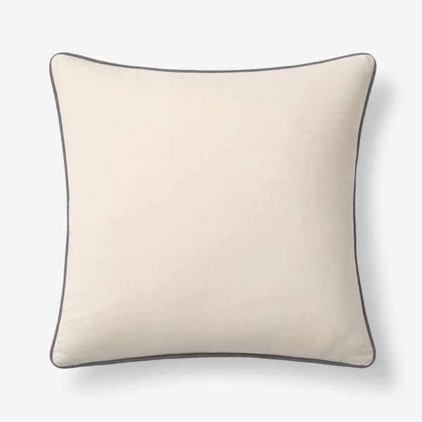 Company Cotton Multicolor Contrast Piping Gray 20 in. x 20 in. Throw Pillow Cover