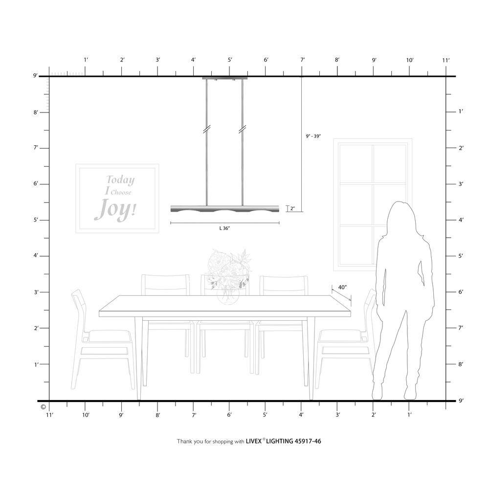 Acra Minimalist Black Chrome 3-Light Linear Chandelier
