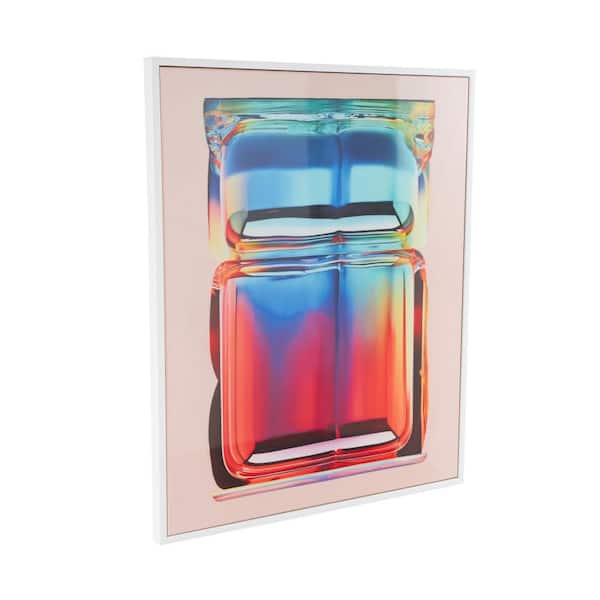 Litton Lane 1- Panel Abstract Cube Framed Wall Art with White Frame 41 in. x 33 in.