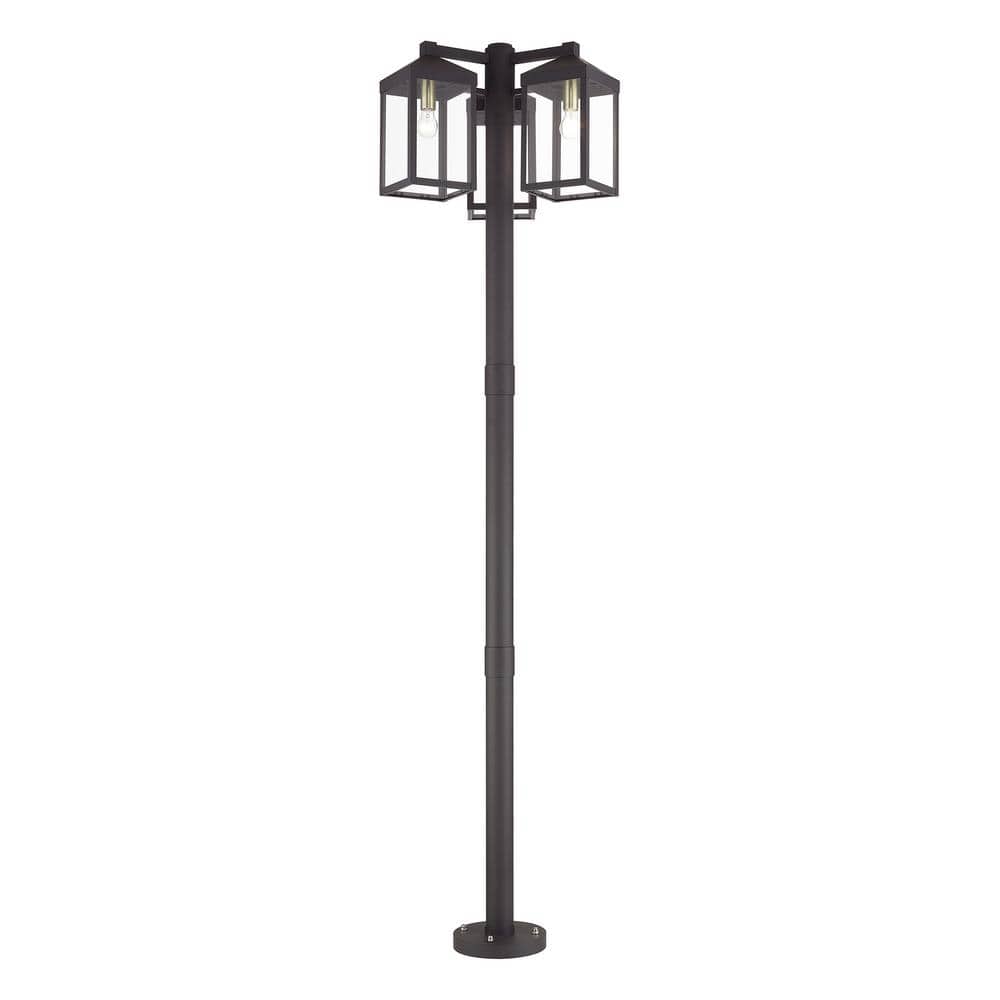 Nyack 3-Light Bronze Cast Brass Hardwired Outdoor Rust Resistant Post Light Set with No Bulbs Included price history on PriceWatchPro