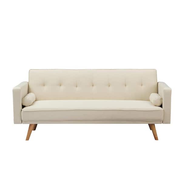 ATHMILE 71.6 in. Beige Variable Twin Size for Living Room Folding Sofa