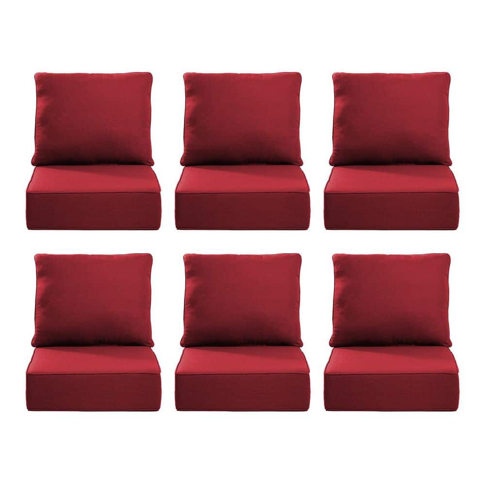 24 in. x 24 in. x 6 in. 12-Piece Olefin Deep Thick Seating Outdoor Lounge Chair Sofa Replacement Cushion Set in Red price history on PriceWatchPro