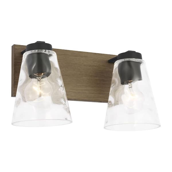 Dunton 13.63 in. W x 7.5 in. H 2-Light Midnight Black Dimmable Bathroom Vanity Light with No Bulbs Included