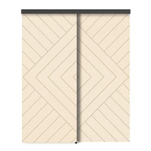 60 in. x 80 in. Hollow Core Beige Stained Composite MDF Interior Double Closet Sliding Doors