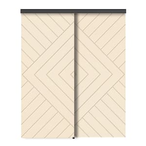 72 in. x 80 in. Hollow Core Beige Stained Composite MDF Interior Double Closet Sliding Doors