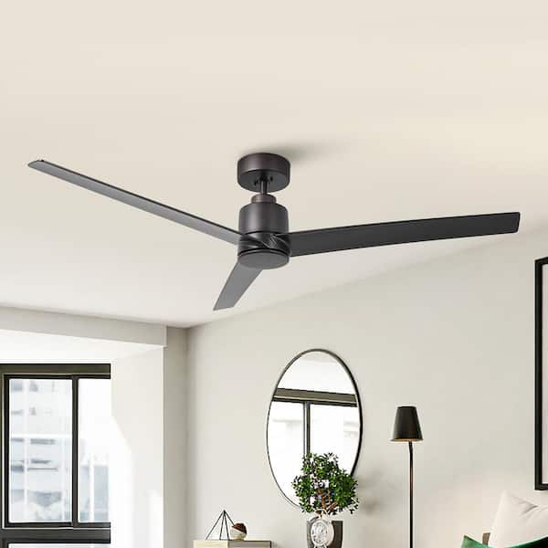 54 in. Indoor Modern Oil Rubbed Bronze Downrod 6-Speed DC Motor Ceiling Fan with Remote Control