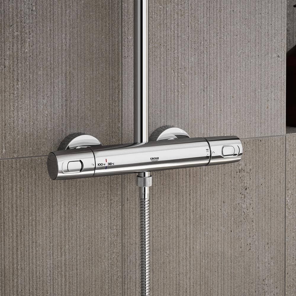 Euphoria 260 Chrome Thermostatic Shower System with Adjustable Height