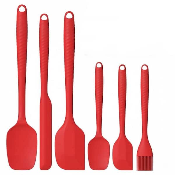 Silicone Spatula Set Heat Resistant 600 Nonstick Cooking Utensils with Stainless Steel Core Red 6 Piece