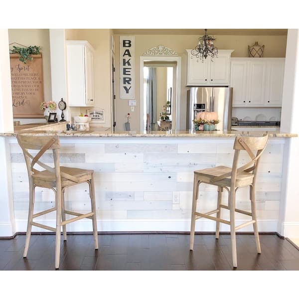 Timberchic 1/8 in. x 4 in. x 12-42 in. Peel and Stick White Wooden Decorative Wall Paneling (10 sq. ft./Box)