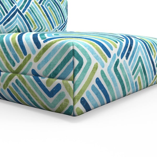 Pillow Perfect Geometric 23 in W x 3 in H Outdoor Piece Deep Seat Dining Chair Cushion Set 1-Count in Estie Ocean