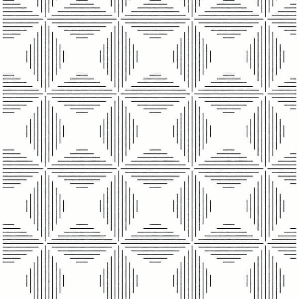 A-Street Prints Telestar Black Geometric Black Wallpaper Sample