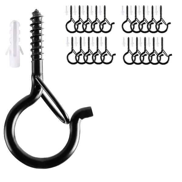 20 Pcs Black 2.2in Windproof Q Hooks Safety Buckle for Outdoor Lights Plants