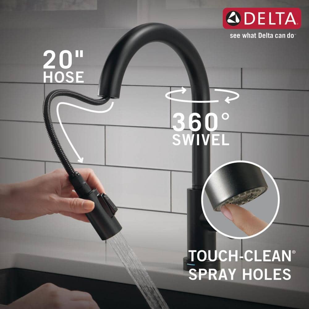 Matte Black Stainless Steel Pull-Down Kitchen Faucet with Touch Control